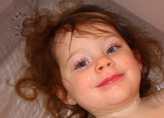 On Her Back in the Tub Cropped